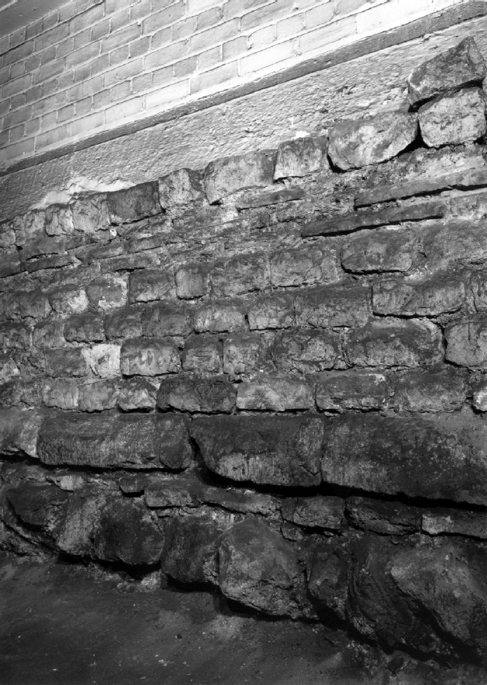 Roman city wall within the electricity sub-station in The Crescent.