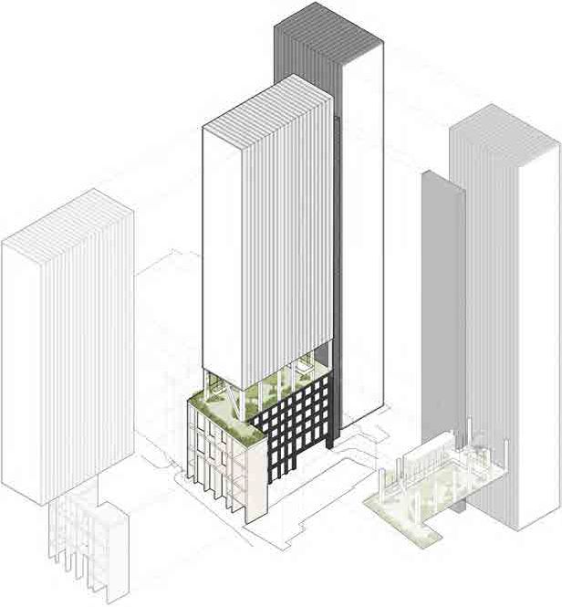 Architectural diagram of the design elements of the proposed 55 Gracechurch Street building.